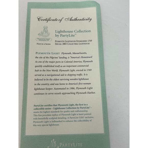 American VTG PartyLite Candle Tealight Holder Plymouth Lighthouse Decorative - Picture 5 of 11